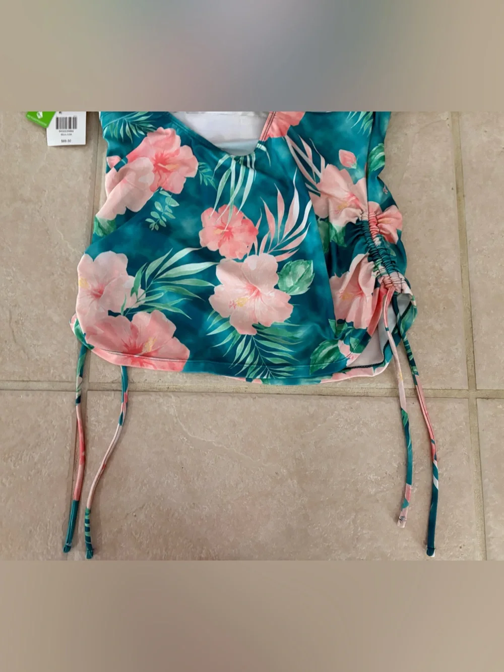 NWT Belk Women’s Floral Ruched Tankini Swim Top - Size 1X